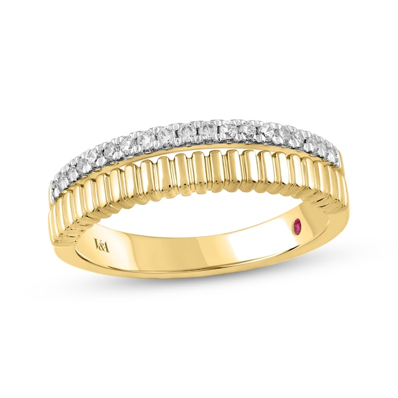 STUDIO BY KAY Lab-Grown Diamond Faux Stack Ribbed Ring 1/6 ct tw 24K Yellow Gold Vermeil Sterling Silver
