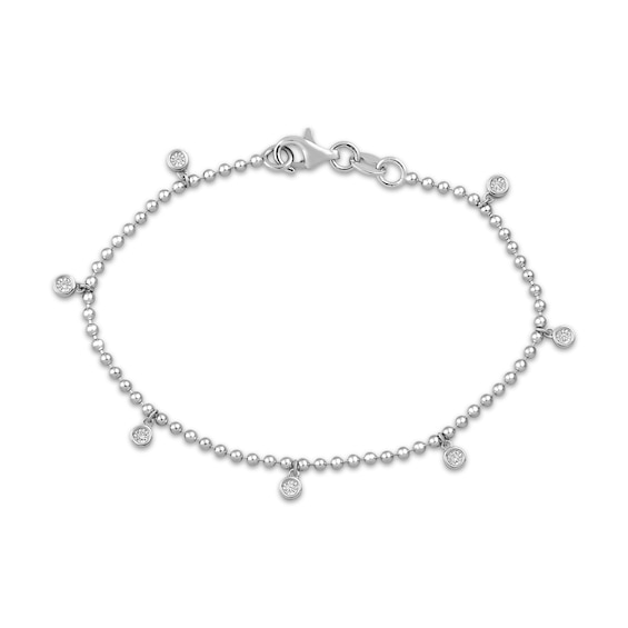KAY Lab-Grown Diamonds Dangle Station Beaded Bracelet 1/20 ct tw Sterling Silver 7.25"