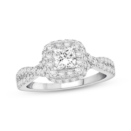 Now + Forever Diamond Engagement Ring 1 ct tw Princess & Round 14K White Gold