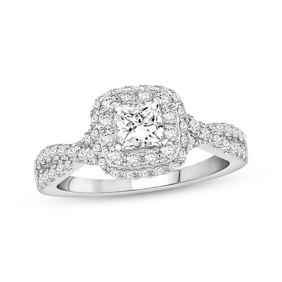 Now + Forever Diamond Engagement Ring 1 ct tw Princess & Round 14K White Gold