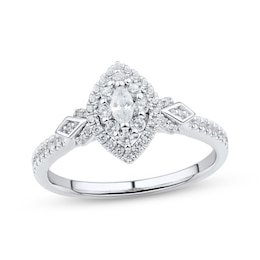 Now + Forever Diamond Engagement Ring 3/8 ct tw Marquise & Round-Cut 14K White Gold