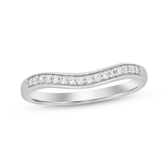 Now + Forever Diamond Contour Wedding Band 1/15 ct tw 10K White Gold