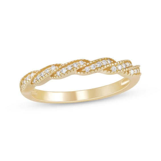 Now + Forever Diamond Twist Wedding Band 1/10 ct tw 10K Yellow Gold