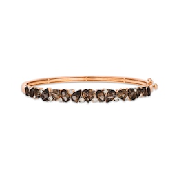 Le Vian Vault Multi-Shape Chocolate Quartz Bangle Bracelet 1/2 ct tw Diamonds 14K Strawberry Gold