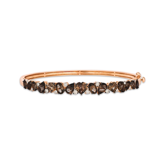 Le Vian Vault Multi-Shape Chocolate Quartz Bangle Bracelet 1/2 ct tw Diamonds 14K Strawberry Gold