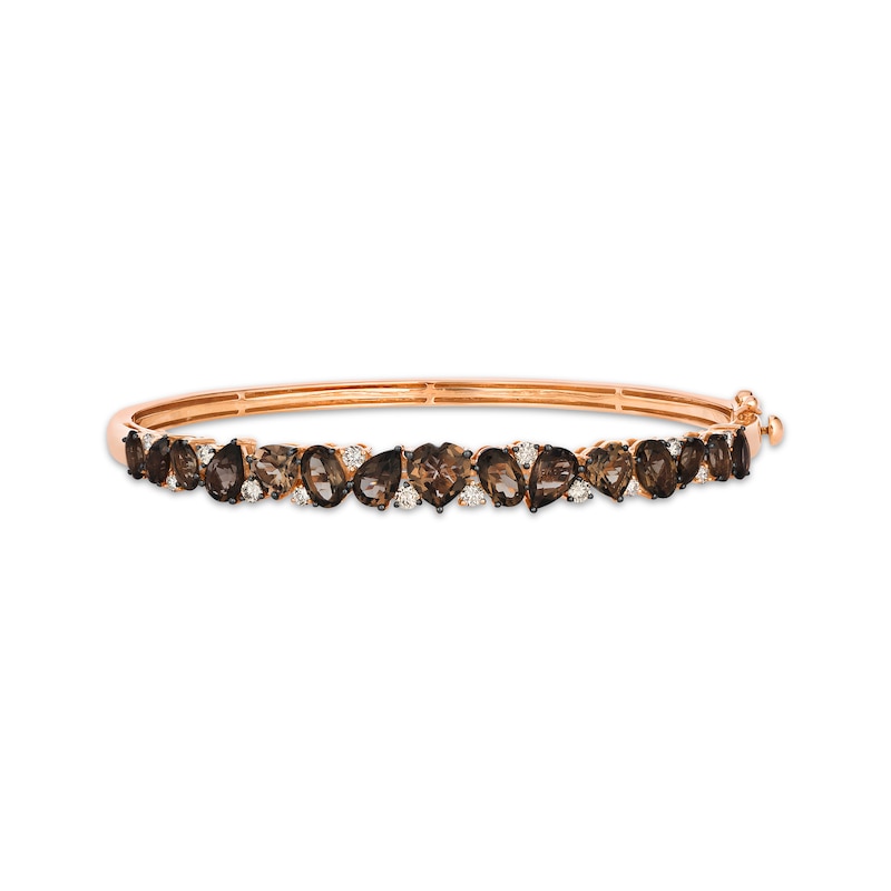 Main Image 1 of Le Vian Vault Multi-Shape Chocolate Quartz Bangle Bracelet 1/2 ct tw Diamonds 14K Strawberry Gold