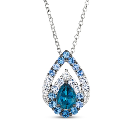 Le Vian Vault Denim Ombré Sapphire & Pear-Shaped Blue Topaz Teardrop Necklace 14K Vanilla Gold 19"