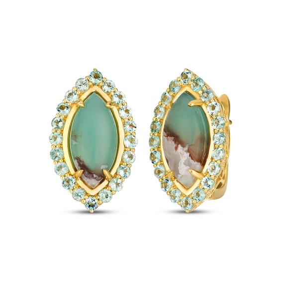 Le Vian Vault Marquise-Cut Aquaprase & Green Beryl Halo Stud Earrings 14K Honey Gold