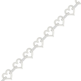 KAY Lab-Grown Diamonds Heart Link Bracelet 1/4 ct tw Sterling Silver 7.5"