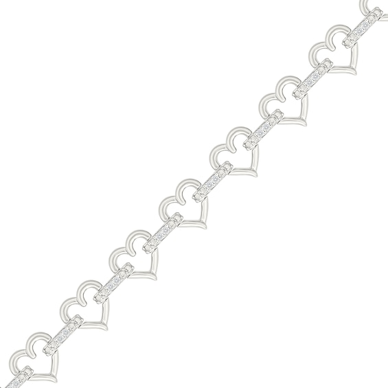 KAY Lab-Grown Diamonds Heart Link Bracelet 1/4 ct tw Sterling Silver 7.5"