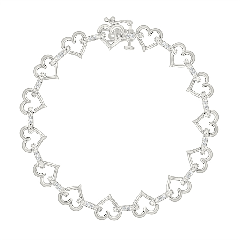 Main Image 2 of KAY Lab-Grown Diamonds Heart Link Bracelet 1/4 ct tw Sterling Silver 7.5"