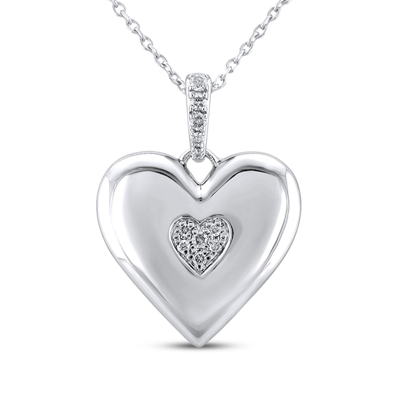 KAY Lab-Grown Diamonds Multi-Stone Heart Necklace 1/10 ct tw Sterling Silver 18"