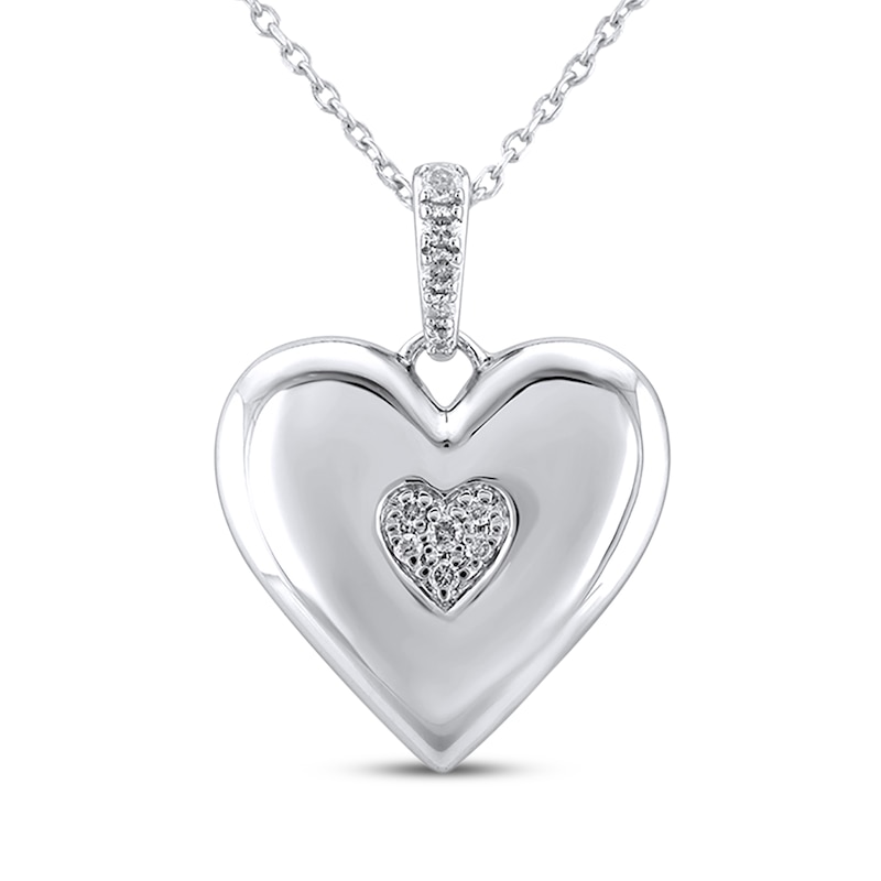 Main Image 1 of KAY Lab-Grown Diamonds Multi-Stone Heart Necklace 1/10 ct tw Sterling Silver 18"