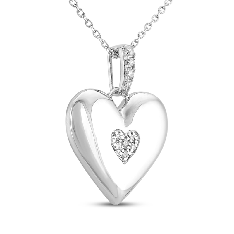 Main Image 2 of KAY Lab-Grown Diamonds Multi-Stone Heart Necklace 1/10 ct tw Sterling Silver 18"