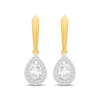 Thumbnail Image 2 of KAY Lab-Grown Diamonds Pear-Shaped Halo Drop Earrings 3/4 ct tw 10K Yellow Gold