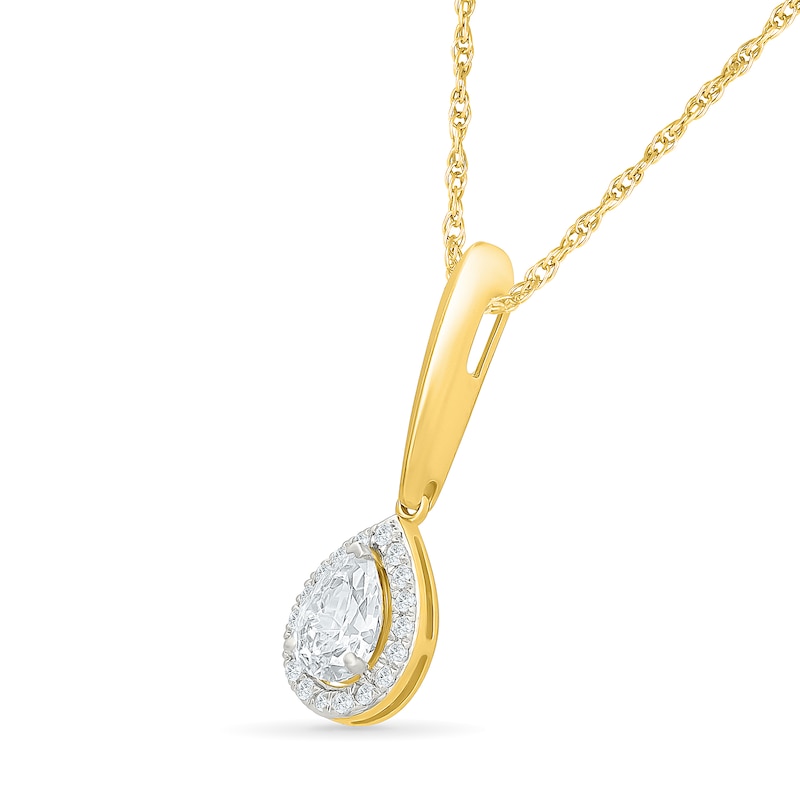 Main Image 2 of KAY Lab-Grown Diamonds Pear-Shaped Halo Drop Necklace 1/2 ct tw 10K Yellow Gold 18"