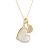 Thumbnail Image 2 of STUDIO BY KAY Heart-Shaped Mother-of-Pearl & White Lab-Created Sapphire Double Heart Necklace 24K Yellow Gold Vermeil Sterling Silver 18"