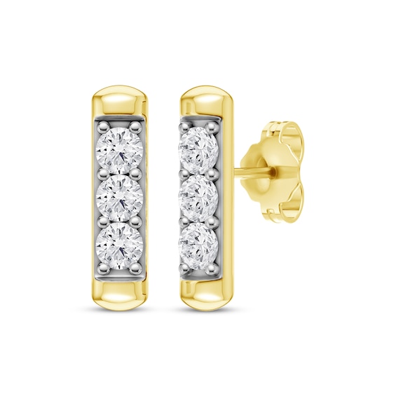 KAY Lab-Grown Diamonds Bar Stud Earrings 5/8 ct tw 24K Yellow Gold-Plated Sterling Silver