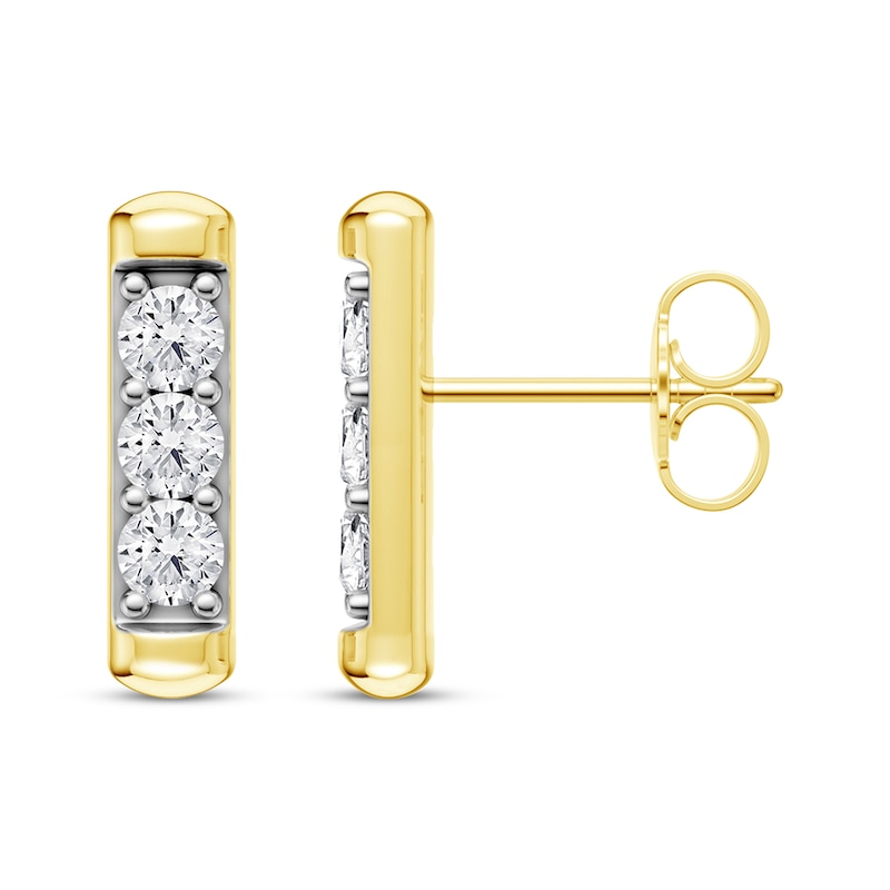 Main Image 3 of KAY Lab-Grown Diamonds Bar Stud Earrings 5/8 ct tw 24K Yellow Gold-Plated Sterling Silver