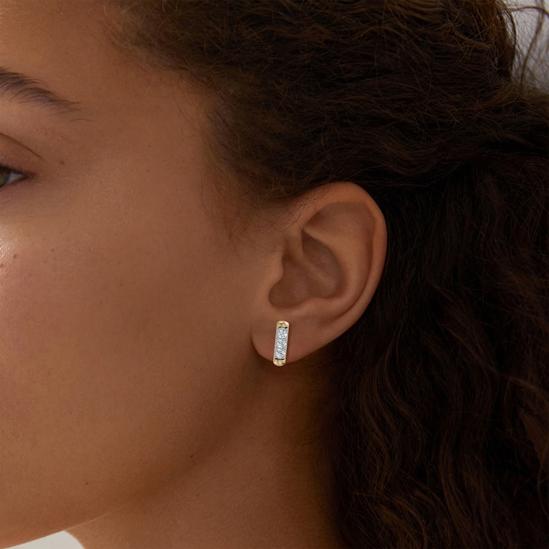 Main Image 4 of KAY Lab-Grown Diamonds Bar Stud Earrings 5/8 ct tw 24K Yellow Gold-Plated Sterling Silver