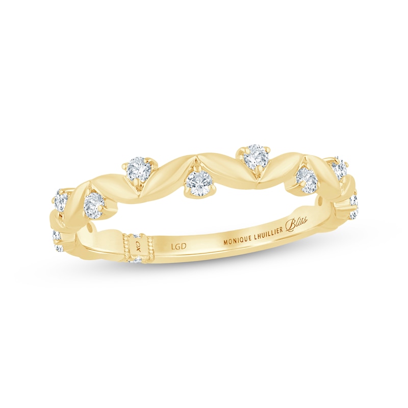 Main Image 1 of Monique Lhuillier Bliss Lab-Grown Diamond Over Under Wedding Band 1/4 ct tw 18K Yellow Gold