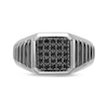 Thumbnail Image 4 of Twelve Crowns Men's Natural Black Spinel Octagon Ridged Ring Sterling Silver with Black Rhodium Plate