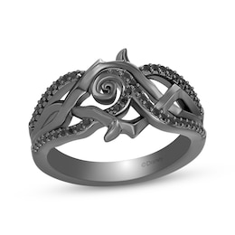 Disney Treasures The Nightmare Before Christmas Black Diamond Ring 1/4 ct tw Sterling Silver