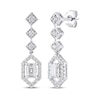 Thumbnail Image 1 of Neil Lane Artistry Emerald & Round-Cut Lab-Grown Diamond Dangle Earrings 1-1/2 ct tw 14K White Gold