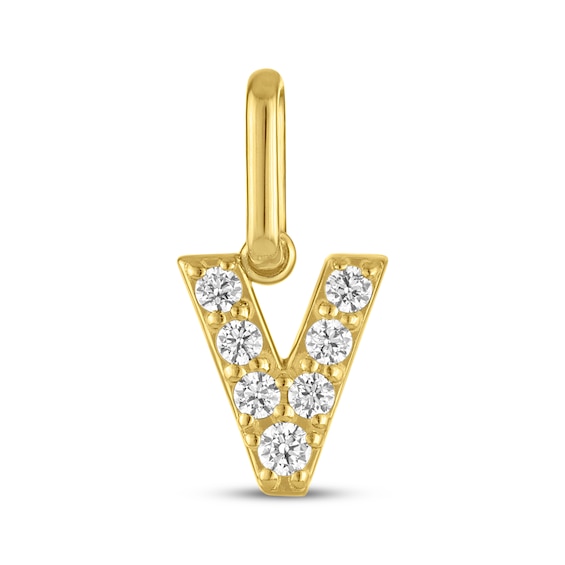 STUDIO BY KAY Lab-Grown Diamond Initial V Charm 1/10 ct tw 24K Yellow Gold Vermeil Sterling Silver