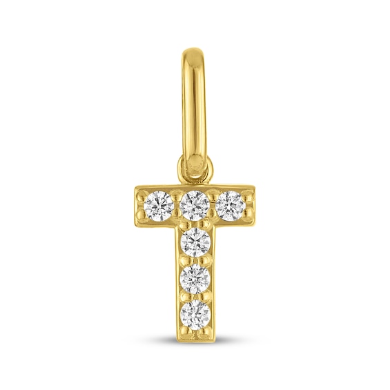 STUDIO BY KAY Lab-Grown Diamond Initial T Charm 1/15 ct tw 24K Yellow Gold Vermeil Sterling Silver