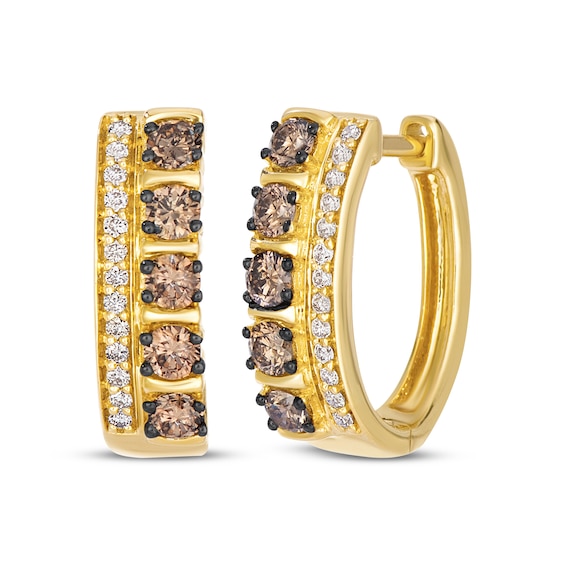 Le Vian Diamond Two-Row Hoop Earrings 7/8 ct tw 14K Honey Gold