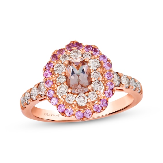 Le Vian Oval-Cut Morganite & Pink Sapphire Halo Cocktail Ring 3/4 ct tw Diamonds 14K Strawberry Gold