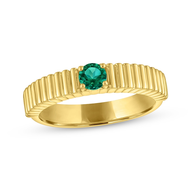 Main Image 1 of STUDIO BY KAY Round-Cut Lab-Created Emerald Solitaire Fashion Ring 24K Yellow Gold Vermeil Sterling Silver