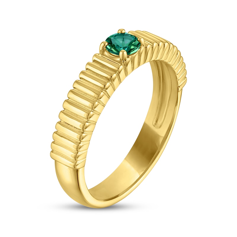 Main Image 2 of STUDIO BY KAY Round-Cut Lab-Created Emerald Solitaire Fashion Ring 24K Yellow Gold Vermeil Sterling Silver