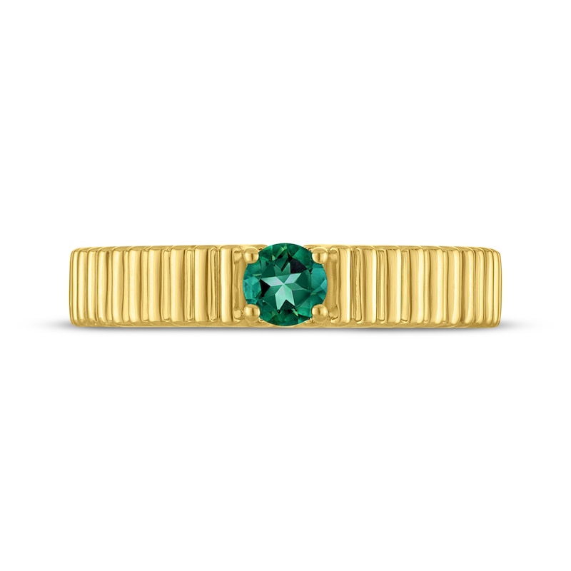 Main Image 3 of STUDIO BY KAY Round-Cut Lab-Created Emerald Solitaire Fashion Ring 24K Yellow Gold Vermeil Sterling Silver