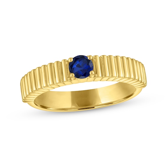 STUDIO BY KAY Round-Cut Blue Lab-Created Sapphire Solitaire Fashion Ring 24K Yellow Gold Vermeil Sterling Silver