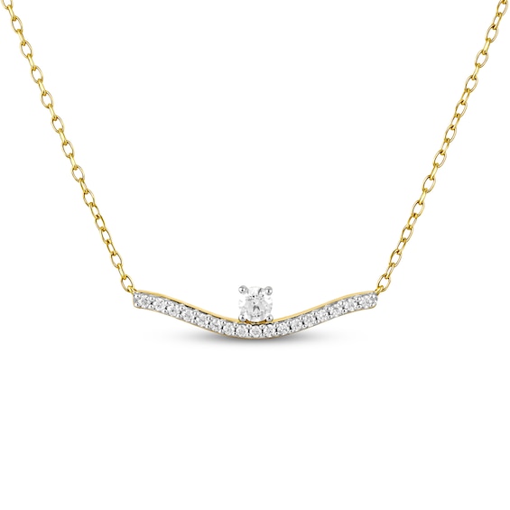KAY Lab-Grown Diamonds Wave Necklace 1/6 ct tw 18K Yellow Gold-Plated Sterling Silver 17.25"
