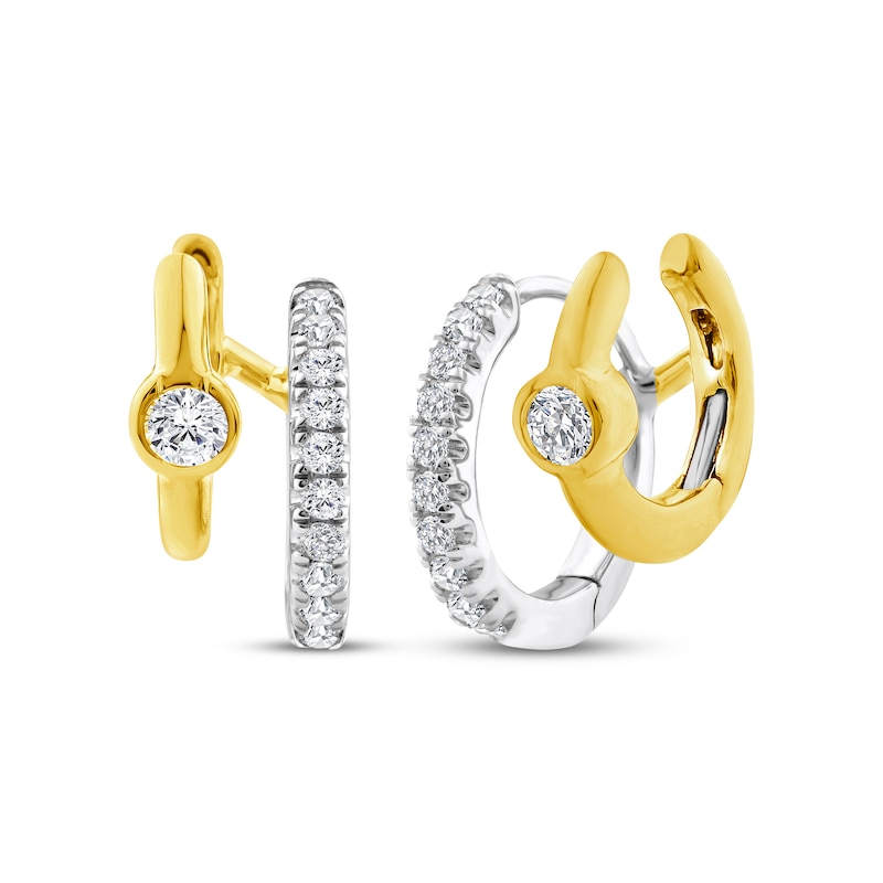 Main Image 1 of KAY Lab-Grown Diamonds Double Hoop Earrings 1/2 ct tw Sterling Silver with 18K Yellow Gold-Plate
