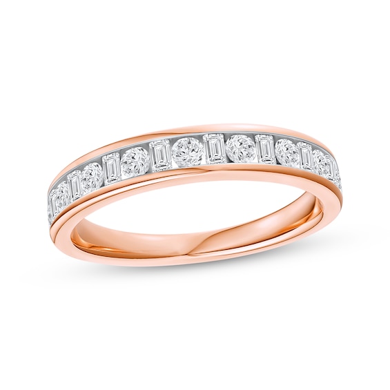 Now + Forever Lab-Grown Diamonds Baguette & Round-Cut Anniversary Ring 1/2 ct tw 14K Rose Gold