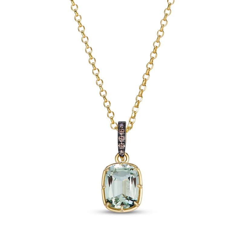Main Image 1 of Le Vian Natural Green Quartz Necklace 1/8 ct tw Diamonds 14K Honey Gold