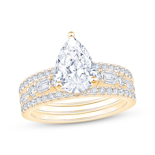 Now + Forever Lab-Grown Diamonds Certified Pear-Shaped Bridal Set 3 ct tw 14K Yellow Gold