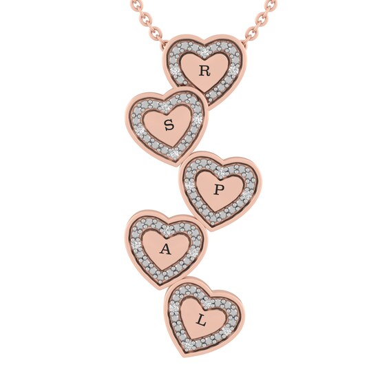 1/20 ct tw Diamond Family & Mother's Hearts Pendant (2-5 Stones and Lines)