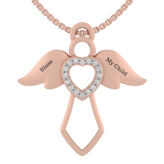 Engravable Angel Heart Pendant (2 Lines)