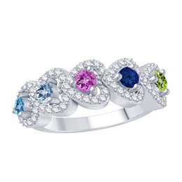 Mother's Family Birthstone Hearts Ring (5 Stones)
