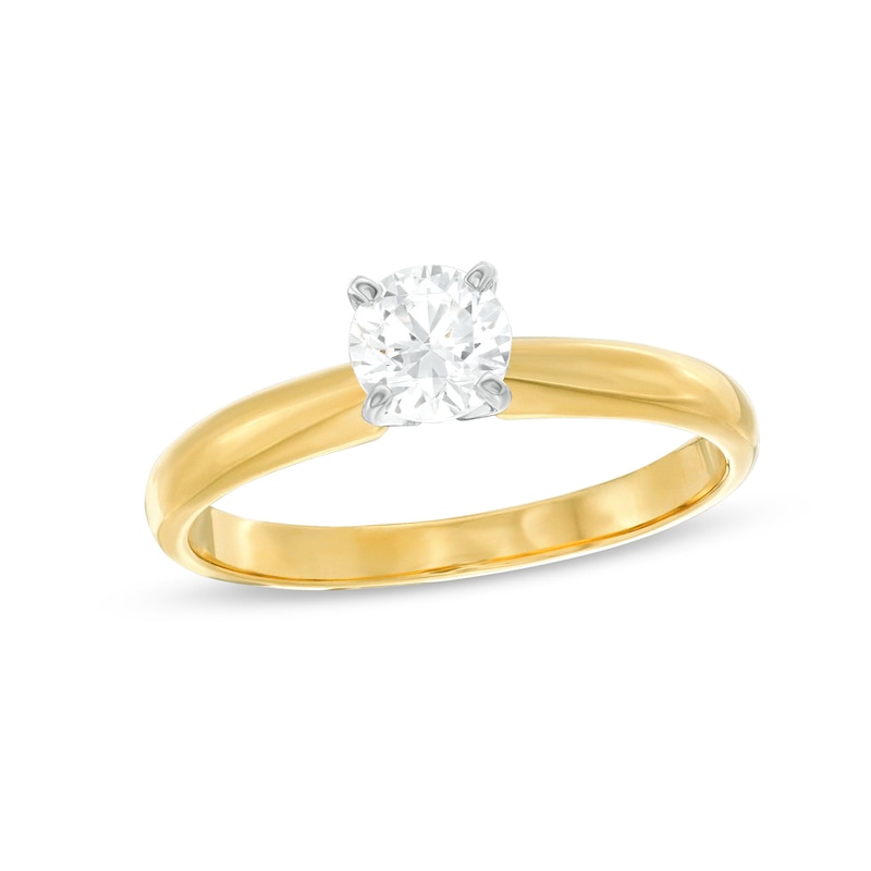 How much can you get for a 14k gold ring Diamond Solitaire Ring 1 2 Carat Round Cut 14k Yellow Gold Kay