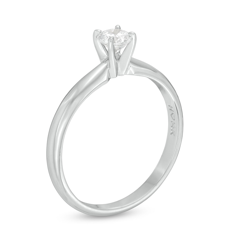 Diamond Solitaire Ring 1/3 carat Round-Cut 14K White Gold (I/I2)