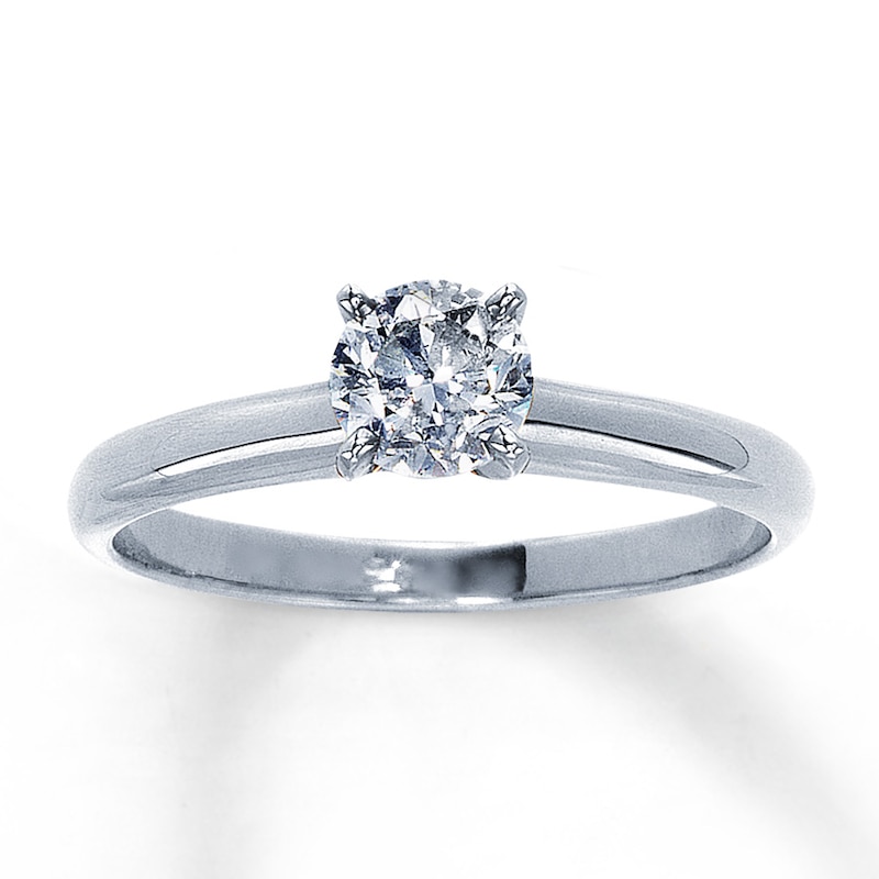 Diamond Solitaire Ring 5/8 carat Round-Cut 14K White Gold (I/I2)