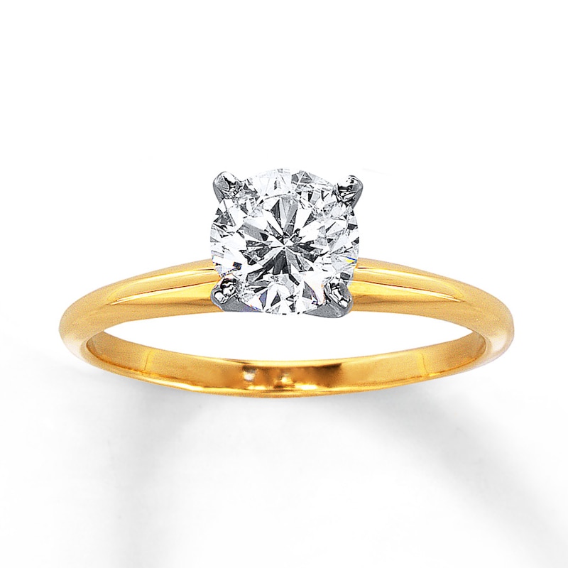 Certified Diamond Ring 1 carat Round-cut 14K Yellow Gold