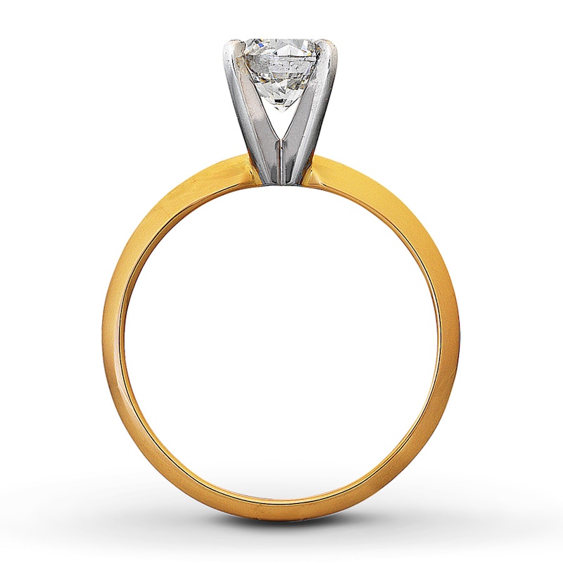 Certified Diamond Ring 1 carat Round-cut 14K Yellow Gold
