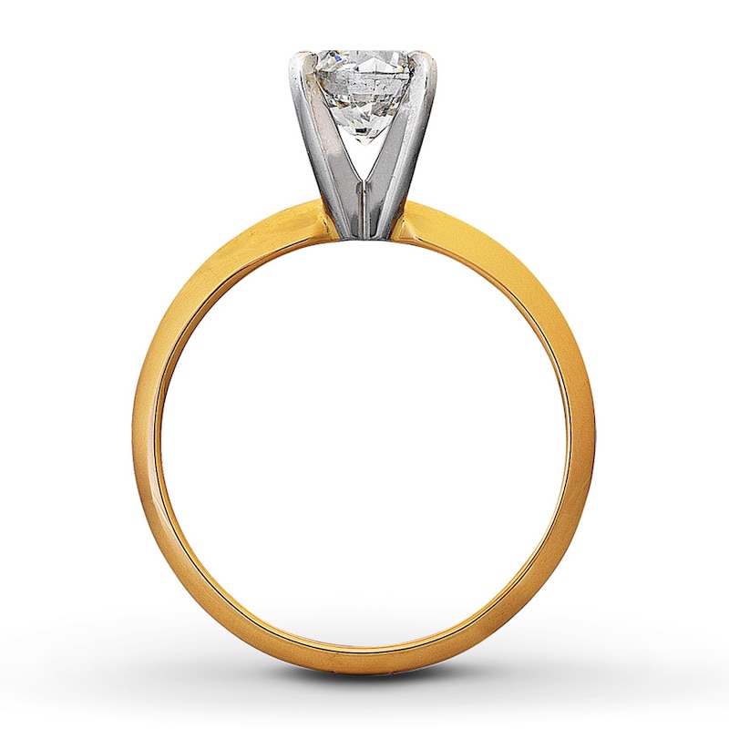 Certified Diamond Ring 1 carat Round-cut 14K Yellow Gold (I/I1)